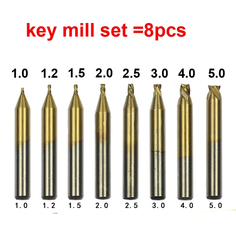 Titanium Key end mill For Vertical Machine Cutter Parts Locksmith Tools 1.0 1.1 1.2 1.5 2.0 2.5mm 3.0mm 3.5mm 4.0mm | Инструменты
