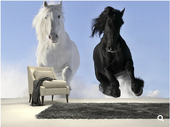 Custom children wallpaper Horses in Snow 3D photo murals for children's rooms park backdrop waterproof papel de parede | Обустройство