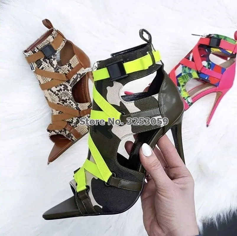 Новейшие неоново желтые сандалии ALMUDENA с перекрестной лентой и ремешком пряжкой