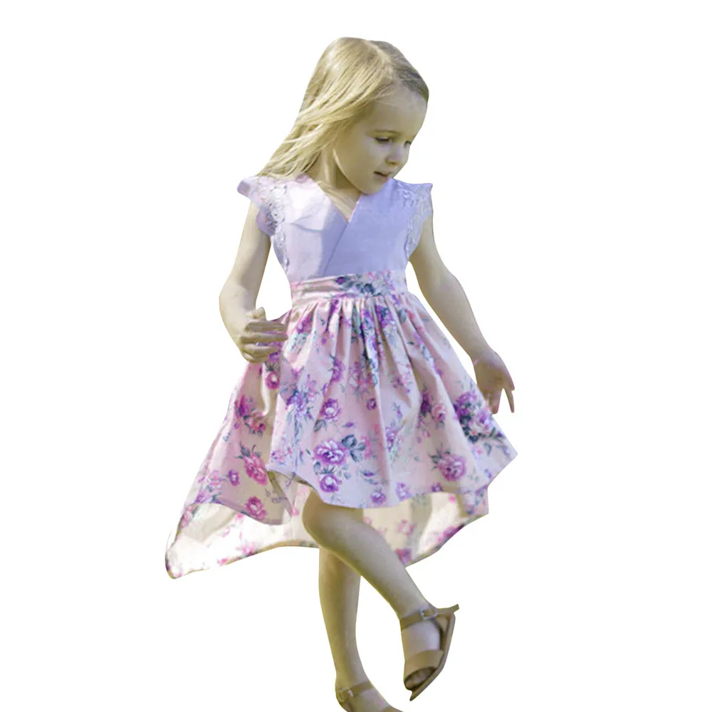 Одежда для маленьких девочек Детское летнее кружевное платье без рукавов с