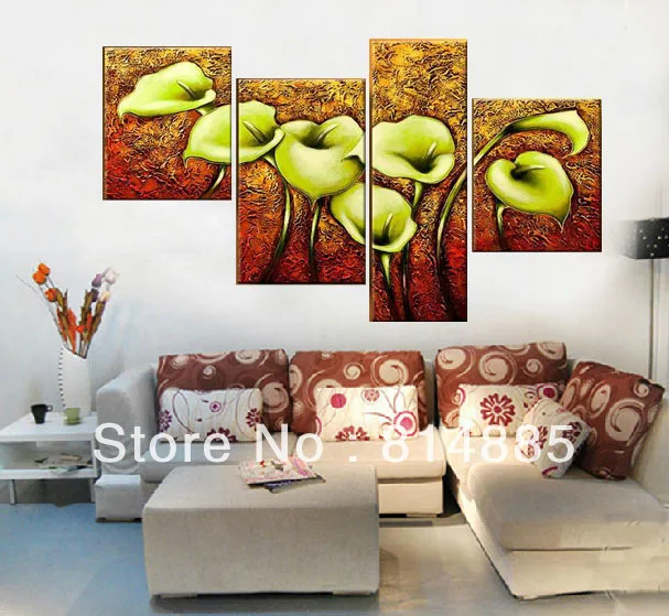 The Green Calla Lily Top Quality Oversized Handmade Modern Abstract Oil Painting Canvas Wall Art Home Decoration JYJ018 |