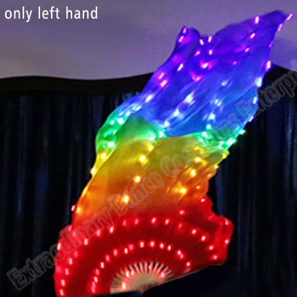Left hand-Only 1 Светодиодный Шелковый Вентилятор для танца живота, вуаль, аксессуары для сцены, светильник для танца живота, светодиодный Блестящий Радужный вентилятор - Цвет: Left hand-Only 1