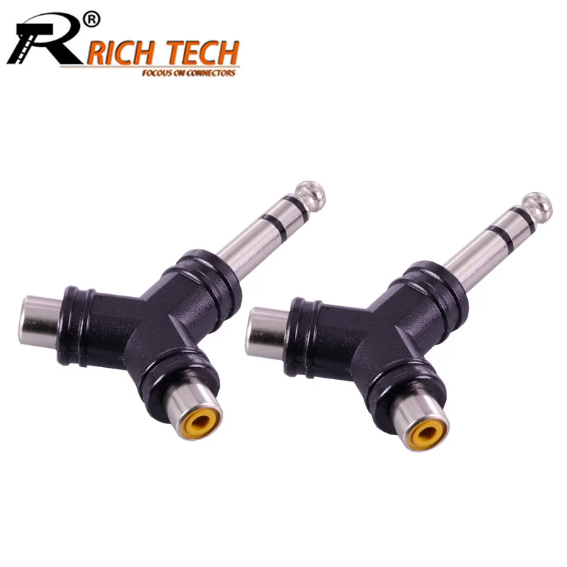 100 шт. 6 35 мм 3 полюсный стерео штекер на двойной гнездовой разъем RCA|plug socket connector|plug
