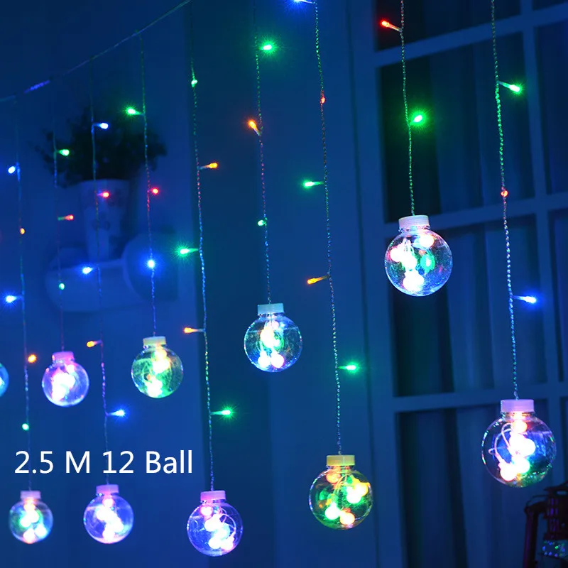 2.5mball-multi Рождество, Год, рождественские украшения для дома, светодиодные шары желаний, занавески, гирлянды,, Рождественская гирлянда Natal, Q - Цвет: 2.5mball-multi