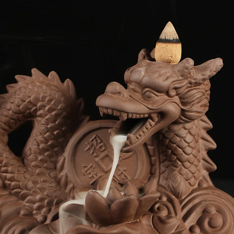 The High Quality Dragon Incense Burner Backflow Ceramic Home Decor Felicitous Machine Budda Decorative Gift Stick Holder | Дом и сад