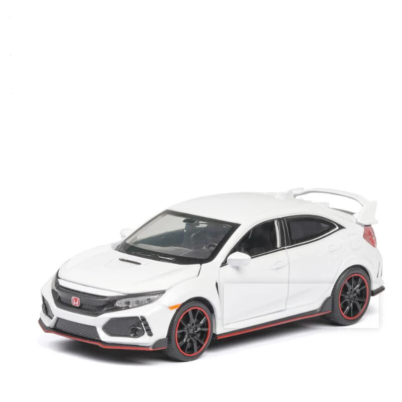 Белый Детские игрушки 1/32 Ratio Simulation CIVIC TYPE R сплав литье под давлением модель звук и светильник игрушка автомобиль подарок на день рождения - Цвет: Белый