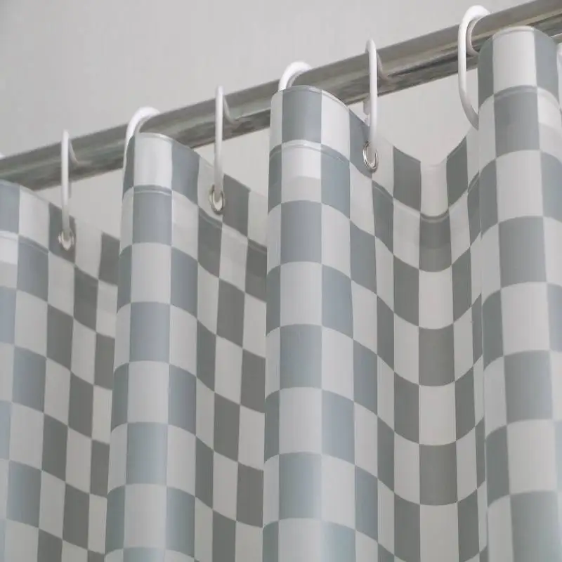 

PEVA gray plaid translucent shower curtain European style shower curtain modern shower curtains for bathroom