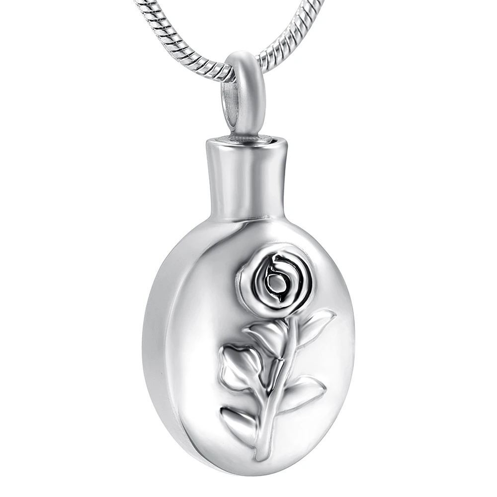 

IJD8357 Never Fade 316L Stainless Steel Oval Shape Memorial Urn Pendant Memorial Ashes Keepsake Cremation Jewelry for Women/Men