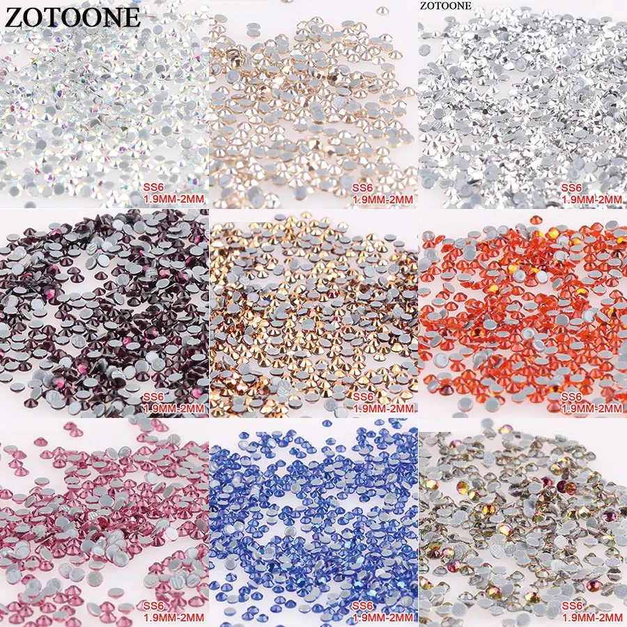 ZOTOONE SS6 стеклянные стразы искрящегося цвета Кристалл aб Стразы с прямой основой