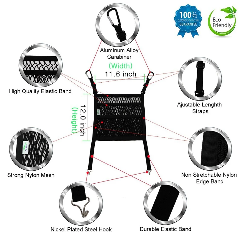 Новые 3 Слои прочная эластичная ткань Автомобиль Организатором сетчатый мешок
