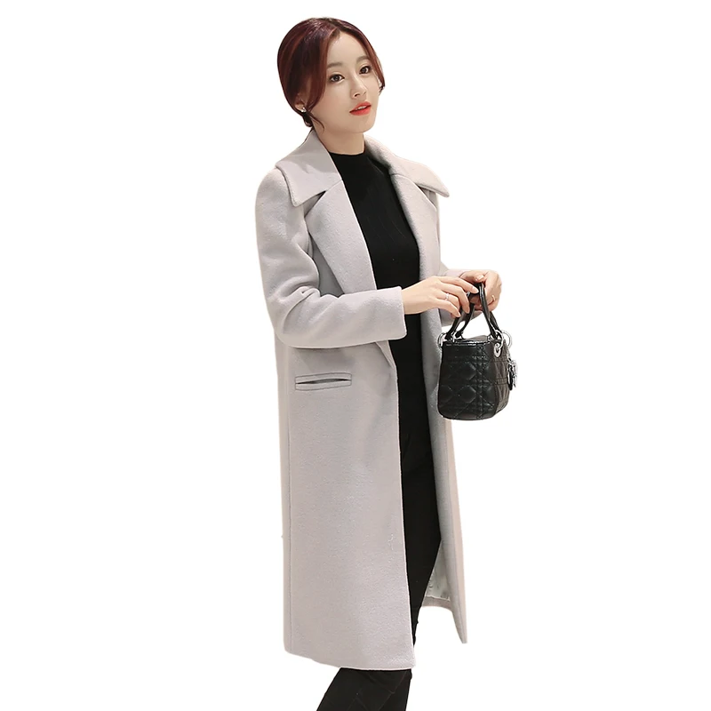2020New Hot Fashion Winter Coat For Women Warm Wool Elegant Blends Long Sleeve Cashmere Womens Slim Pockets Ladies Woolen Coats | Женская