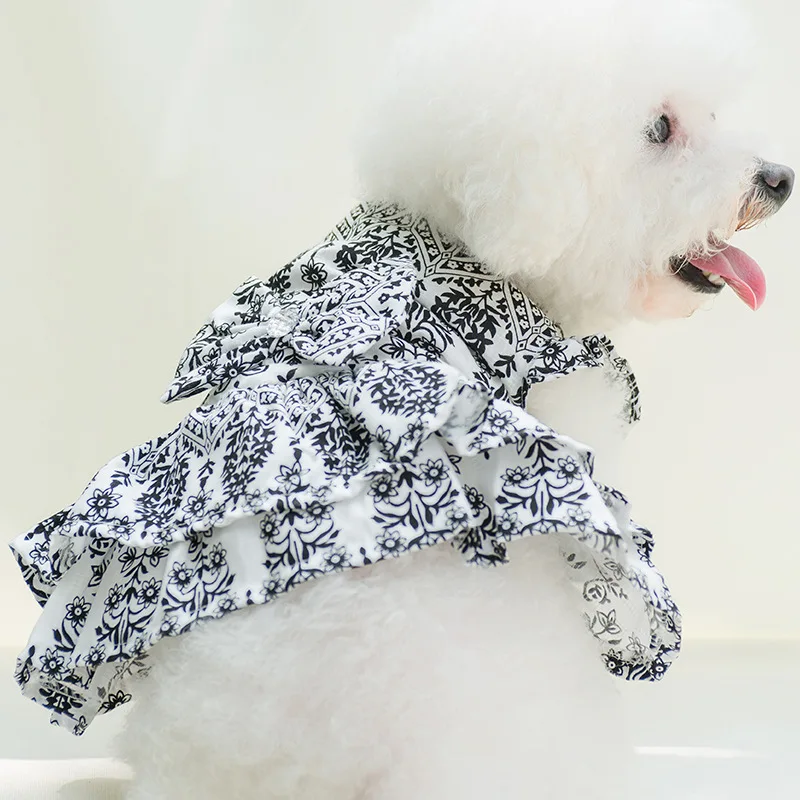 Хлопок цветочный принт Чихуахуа Одежда Собака летняя одежда для маленьких собак