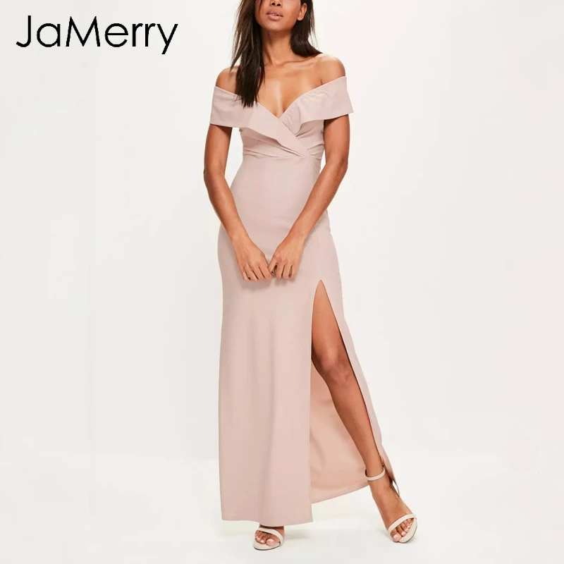 JaMerry элегантные винтажные с открытыми плечами длинные праздничное платье
