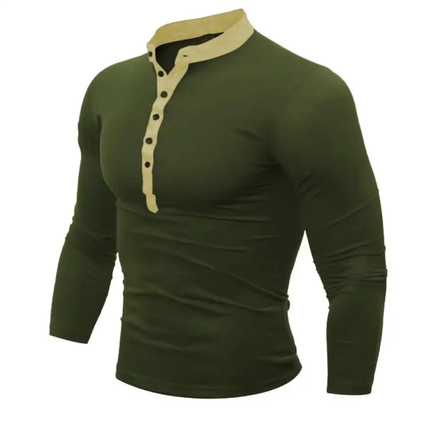 Army Green JAYCOSIN, Мужская Весенняя Осенняя хлопковая футболка, Мужская Однотонная футболка с длинным рукавом, мужские рубашки с длинным рукавом, magliette uomo - Цвет: Army Green