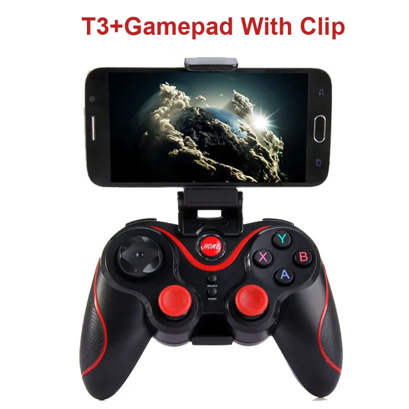 Беспроводной джойстик Bluetooth 2,0 геймпад игровой контроллер для PS3 Пульт дистанционного управления для планшетных ПК Android смартфон с держателем - Цвет: T3Plus With Clip