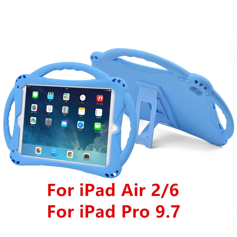 Sky Blue Air 2 Shockproof Kickstand for iPad 9.7 Case Kids Soft Non-toxic Silicon Children Cover for iPad 2 3 4 Air 2 1 Mini Coque - Цвет: Sky Blue Air 2