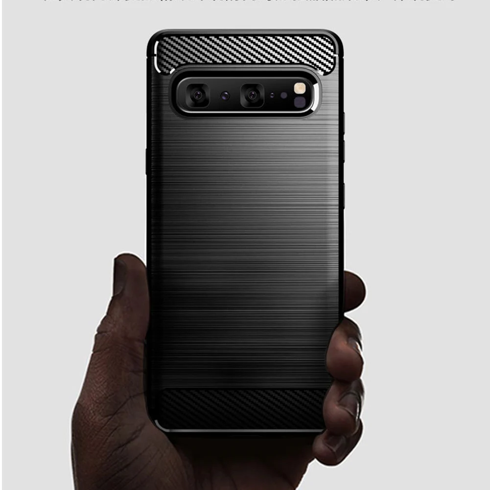 Матовый чехол для телефона Samsung S10 5G Galaxy углеродное волокно мягкий ТПУ