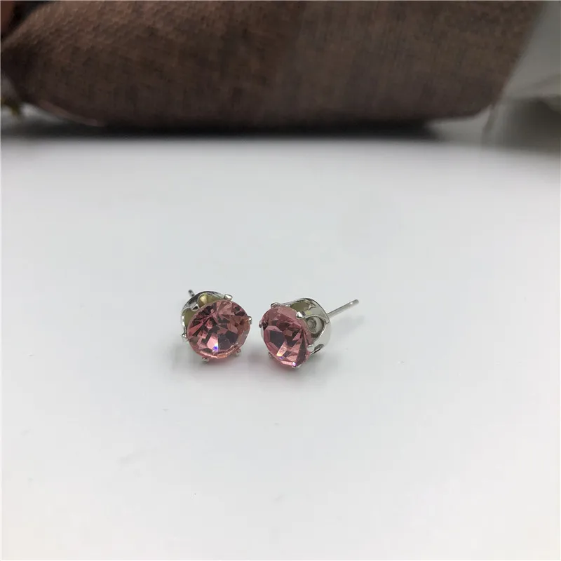 pink 8 14 цветов, модные ювелирные изделия, роскошные Австрийские кристаллы для женщин,, серебряные украшения для ушей, подарок для лучших друзей - Окраска металла: pink 8