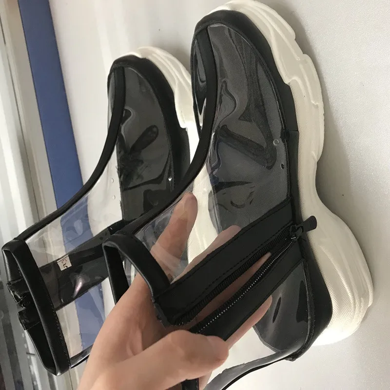 LANSHITINAFashion/прозрачная обувь на платформе из ПВХ женские кроссовки походные