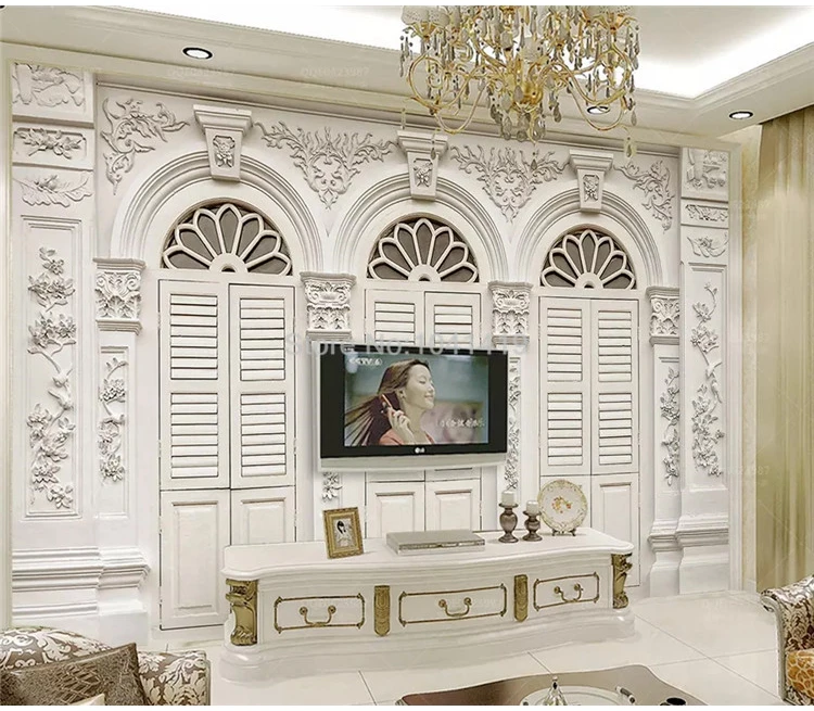 Custom Mural Wallpaper 3D Simple White European Style Relief Photo Wall Paper Living Room Bedroom Luxury Decor Papel De Parede