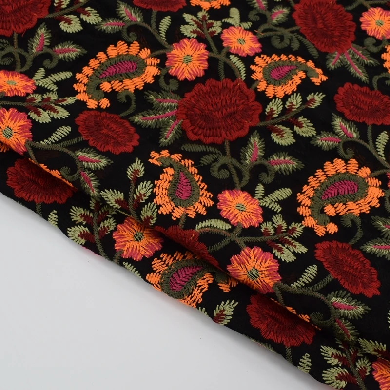 Модный народный стиль компьютер вышитые кружева ткань для платья Tecidos Para Roupa Tissu au