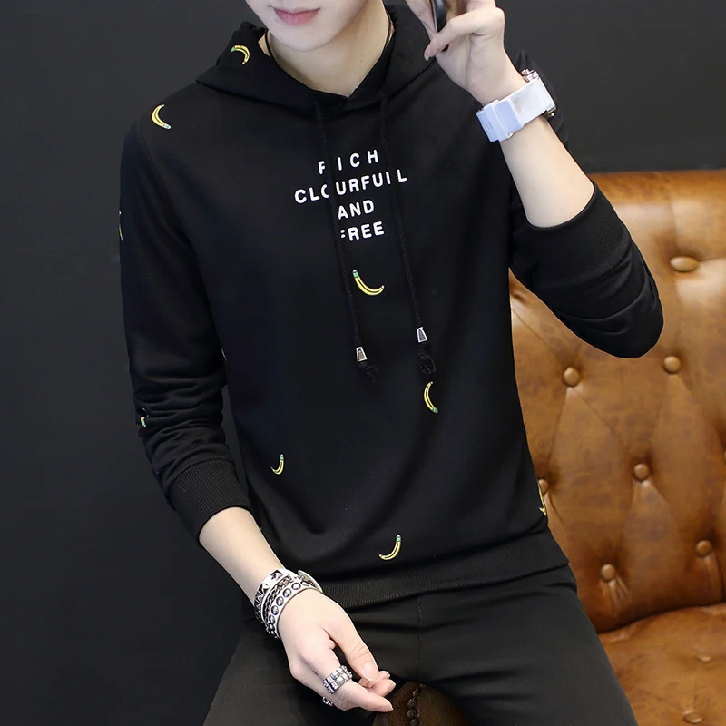 Мужская Социальной Капюшоном Банан Тонкий Узор Мультфильм Печатных Cool Полиэстер