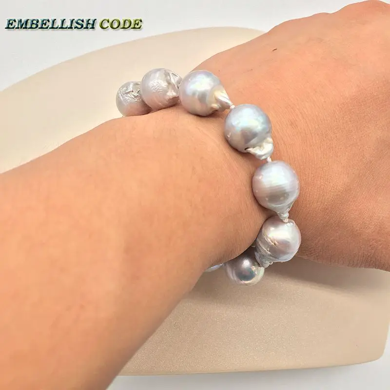 Большой размер серый браслет ткань ядро пламя шар форма БАРОККО Кеши жемчуг