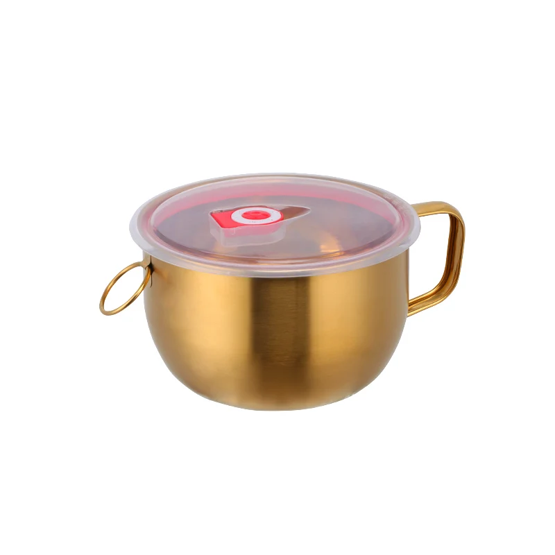1 Gold Bowl 1 шт. многофункциональная миска для лапши с ручкой кольцо салат мороженое суп мгновенный лапша миска пищевой контейнер кухонный столовые приборы - Цвет: 1 Gold Bowl