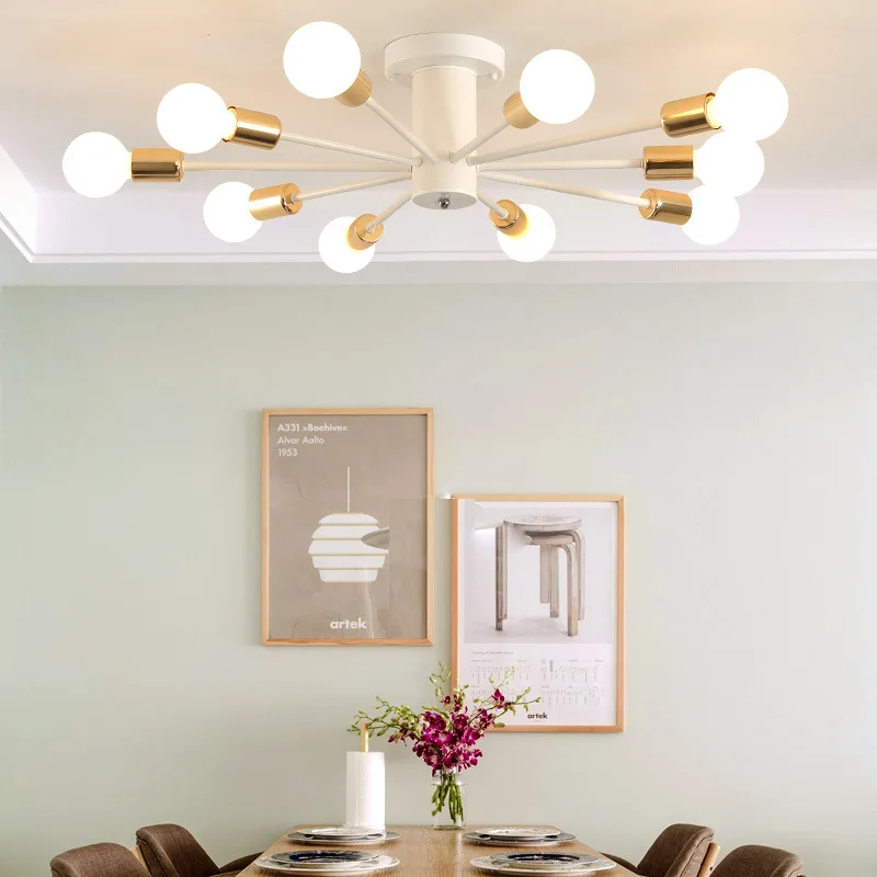 Современная дизайнерская Потолочная люстра E27 в скандинавском стиле черная и