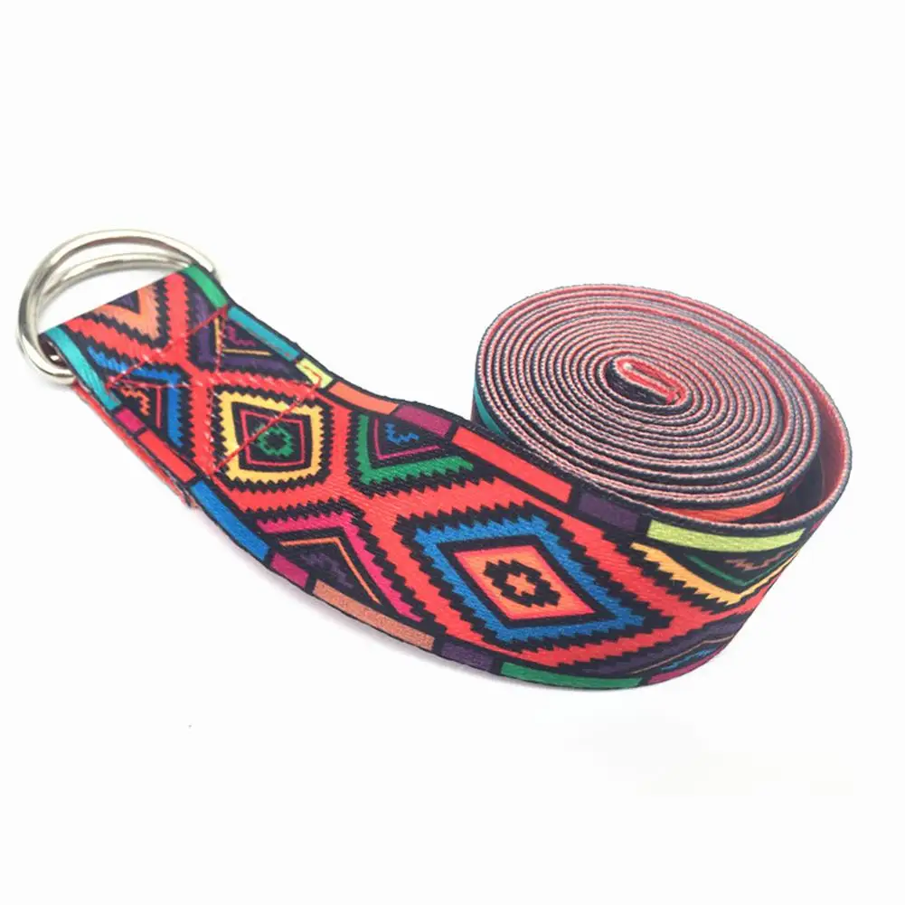 Цветной узор эластичный браслет для йоги прочный хлопковый ремень упражнений