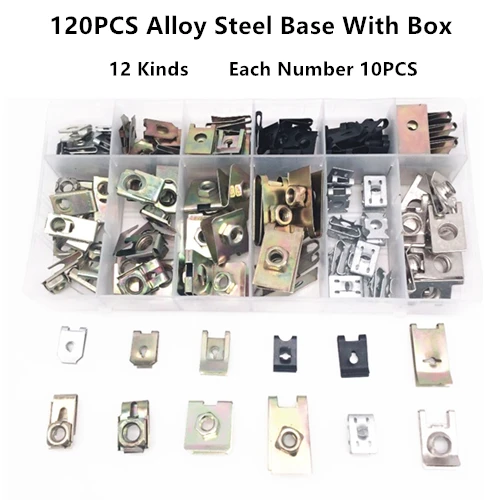 120pcs set 5 180 шт Смешанные универсальные авто металлические самонарезающиеся винтовые крепежные зажимы с коробкой для всех автомобилей набор заклепок - Название цвета: 120pcs set 5