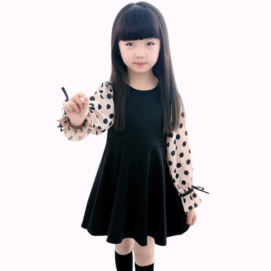 Princess Girls Dress Patchwork Kids Dot For Mesh Children's Clothes Summer Elegant Girl Clothing 6 8 12 Years | Детская одежда и