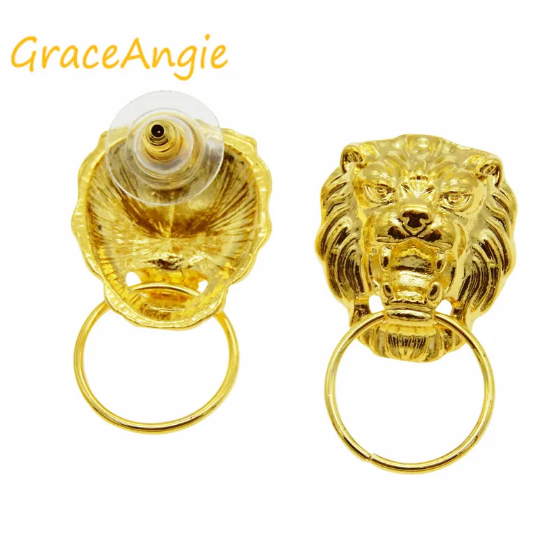 Оптовые продажи сережек из матового сплава золотого цвета 14 шт. 35656|lion head