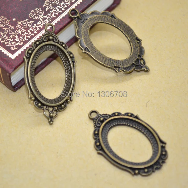 30 шт./лот Античная Металлическая Бронзовая рамка пустая подвеска полый