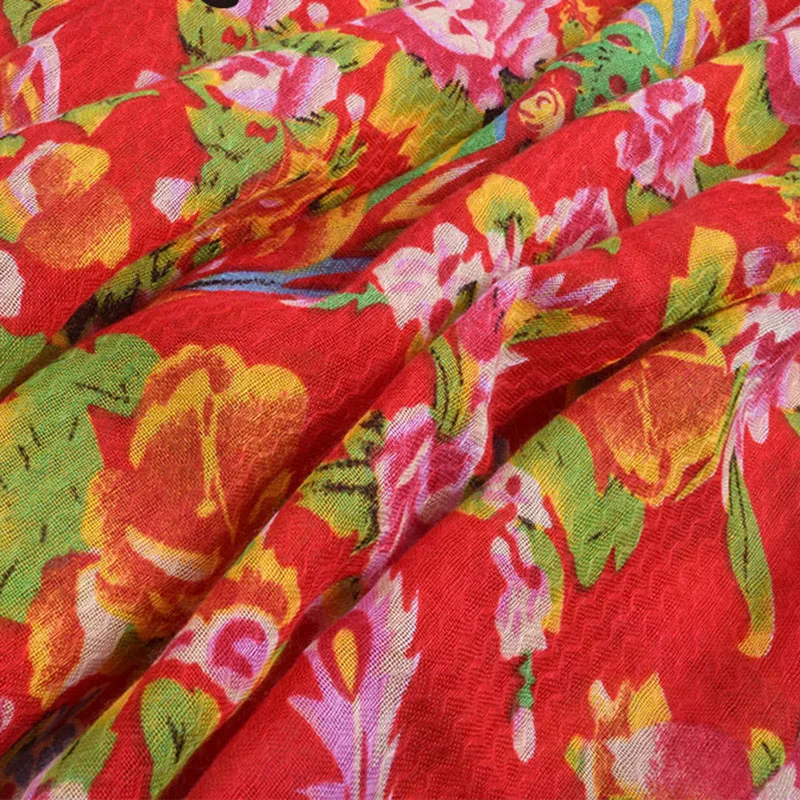 Оптовая продажа шарф новый Для женщин длинные хлопковые шарфы красный цветочный