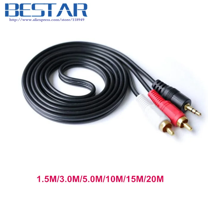 3 5 мм аудио штекер 2RCA мужской кабель 2rca Jack AUX 1 м 10 15 20 для домашнего кинотеатра DVD |
