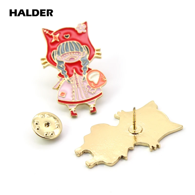 Милый мультфильм Красная Шапочка Золушка Русалка лисица эмаль брошь булавки