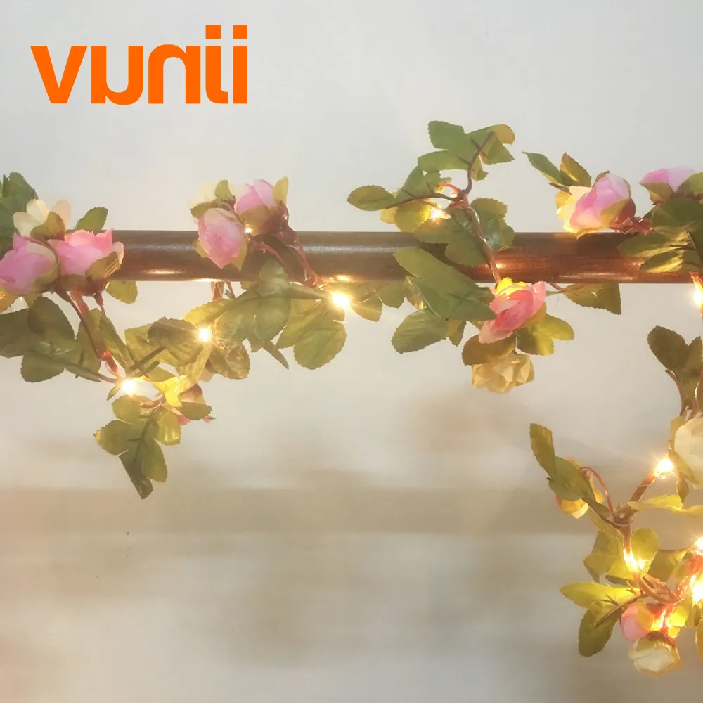 Светодиодная гирлянда с розовыми розами 2 м 25 светодиодов медная светодиодная на