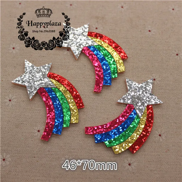 5pcs rainbowB 5 шт Блестящий нетканый кожаный материал солнце/луна/радуга звезда/облако аппликация Патчи аксессуары DIY ремесло украшение - Цвет: 5pcs rainbowB
