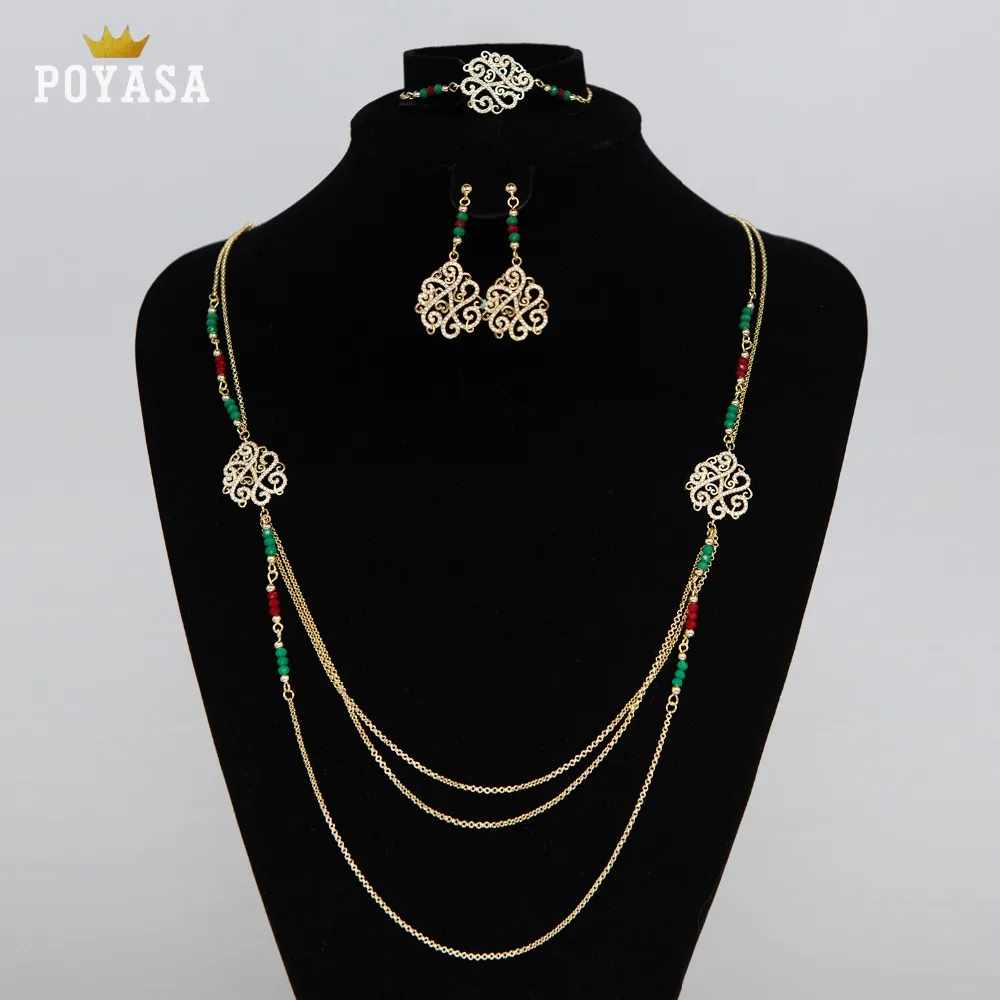 Ювелирные изделия из золота Дубаи комплекты Женская мода ожерелье fine jewelry