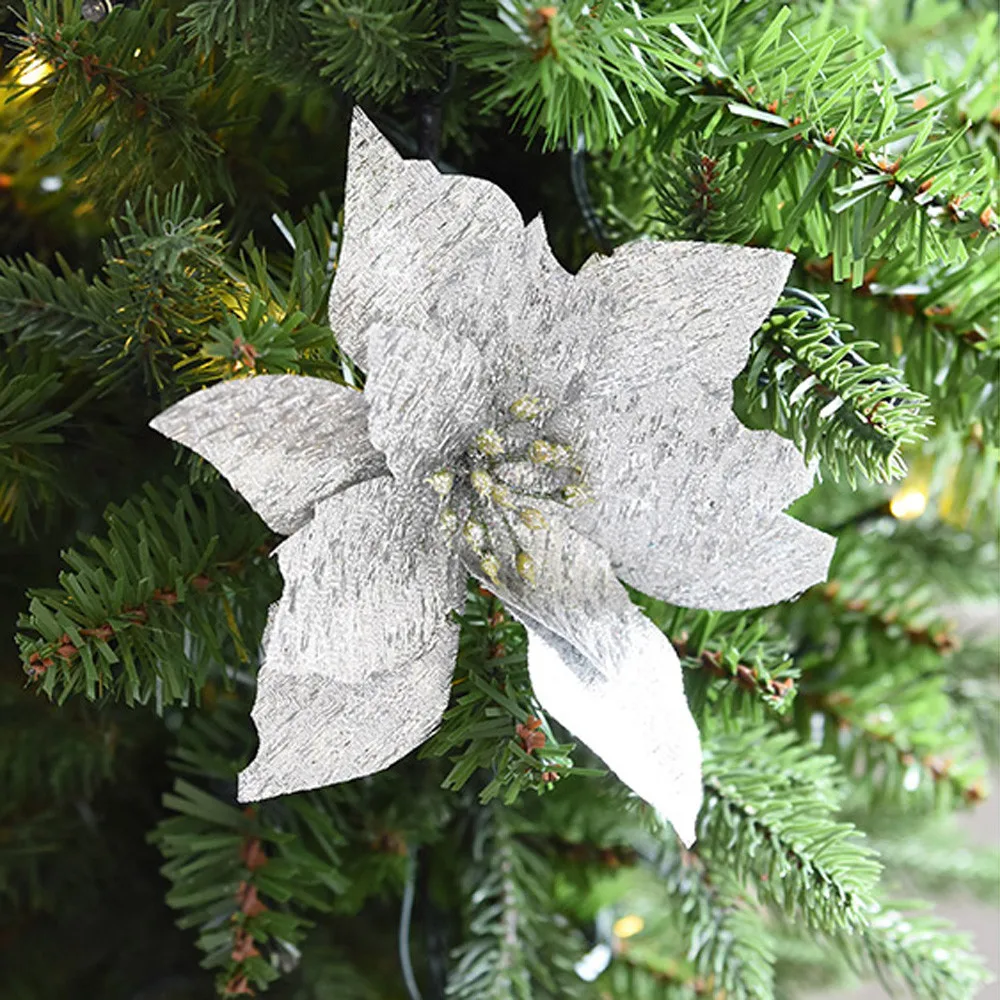 Красивые Искусственные цветы Хэллоуин или Рождество елка орнамент фланель