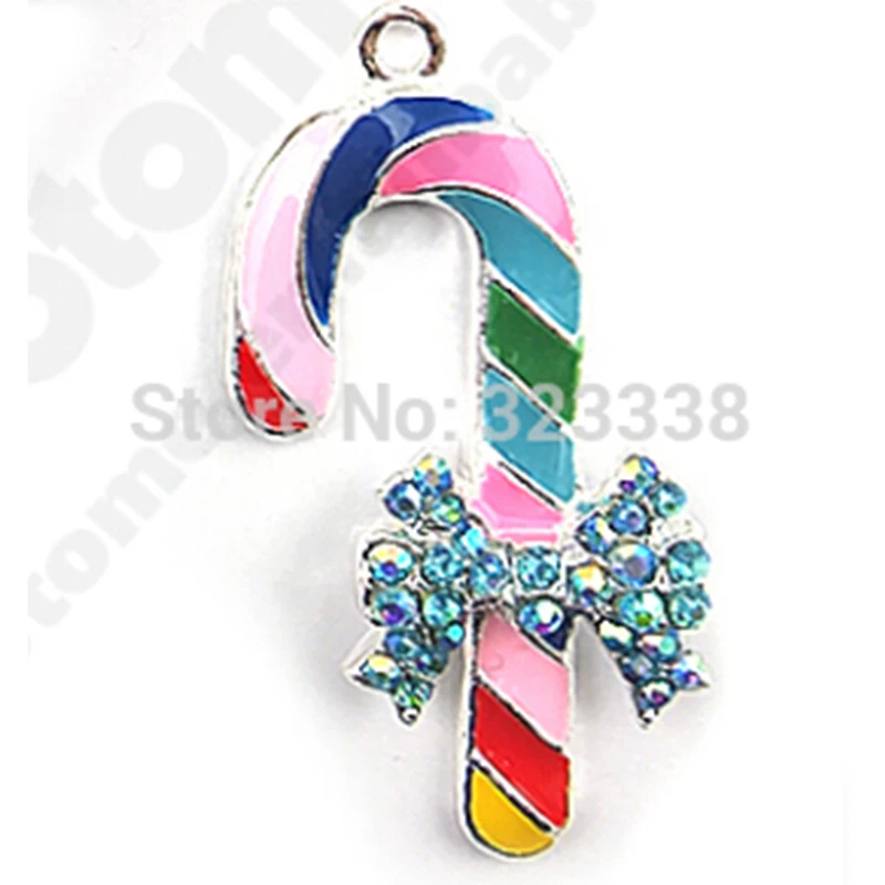 Бесплатная доставка 50шт/лот Оптовая продажа розовых перчаток с снежинками с бусинами "Карамельная трость" и подвесками из страз на шею детей на Рождество.