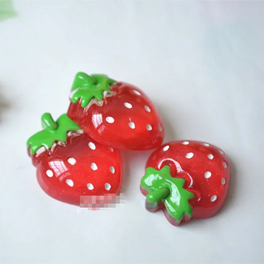 10 шт./лот плоская задняя часть из полимера Хрустальная клубника для рукоделия
