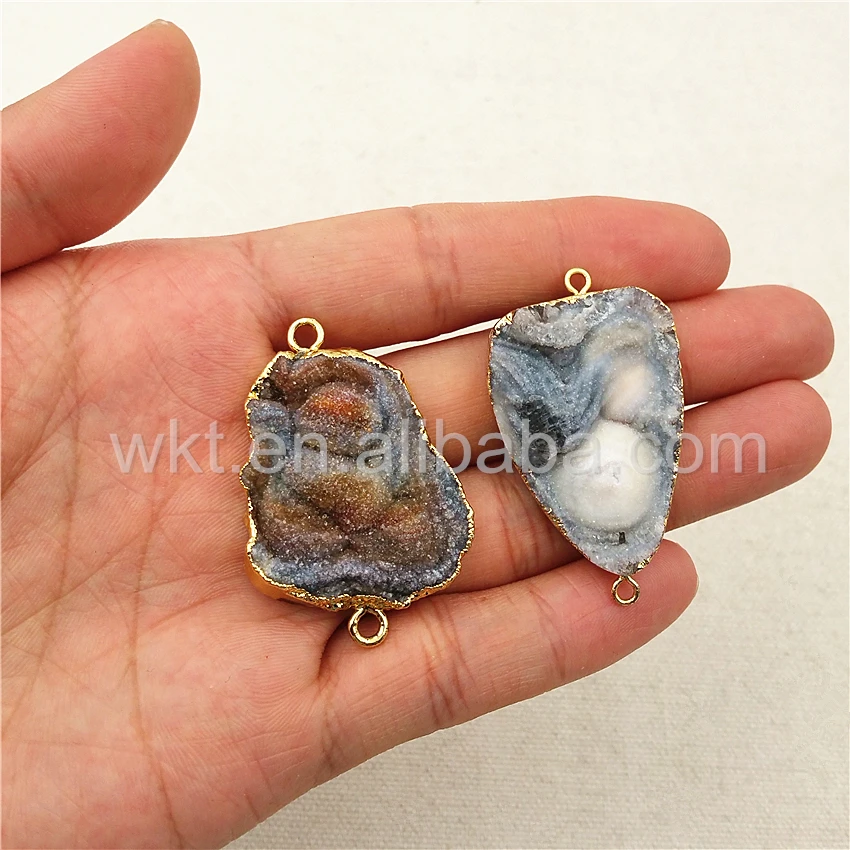 Натуральный druzy камень соединитель аксессуары для ювелирных изделий золотой