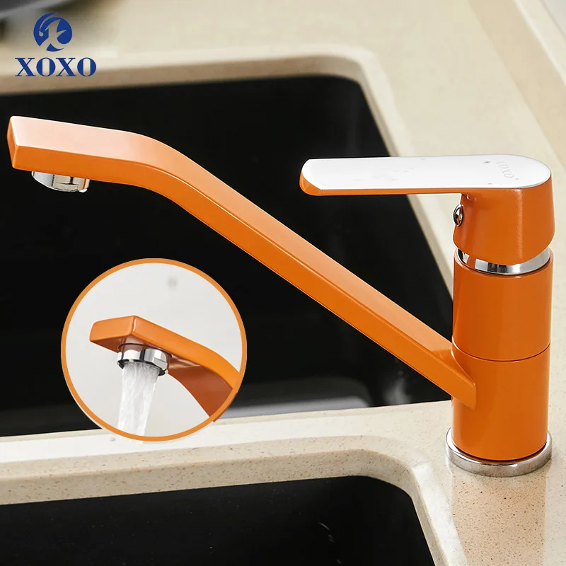 XOXO Kitchen Faucet Cold and Hot 360 Degree White Orange Green Single Handle Hole Rotation Torneira Cozinha Mixer 20021R | Обустройство
