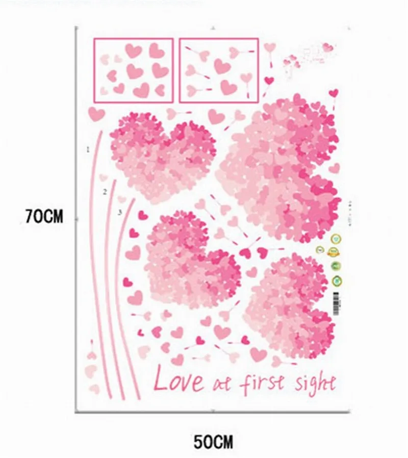 Любовь Сердце цветок DIY Виниловая наклейка для спальни гостиной домашний декор