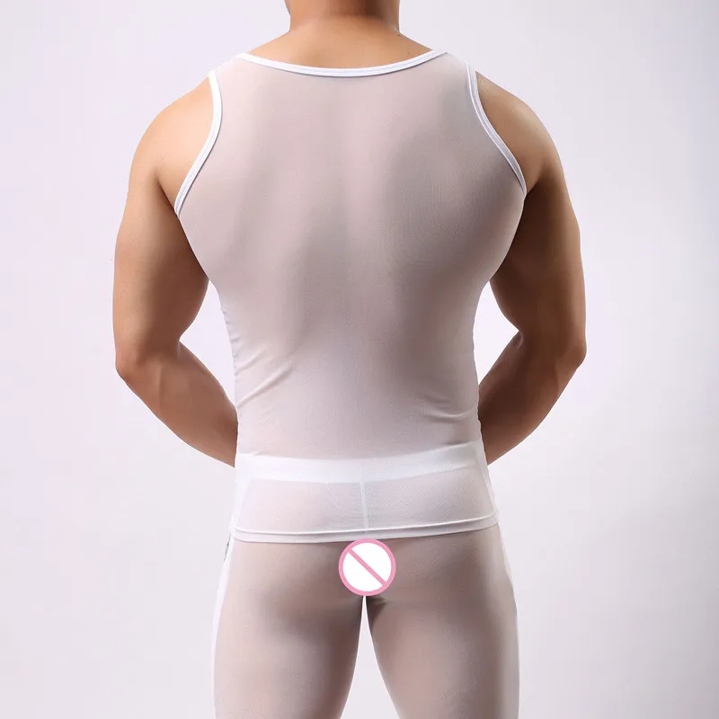 1 шт. сексуальные мужские майки из прозрачной сетки Фирменное Качество летние без