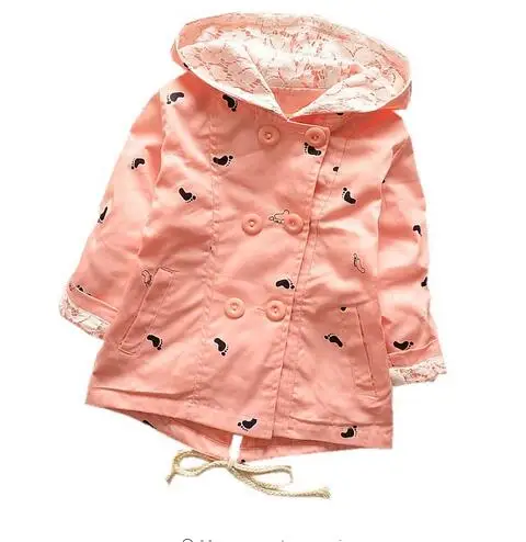 Новинка 2017 года весенне осеннее пальто с капюшоном для девочек куртка из 100%