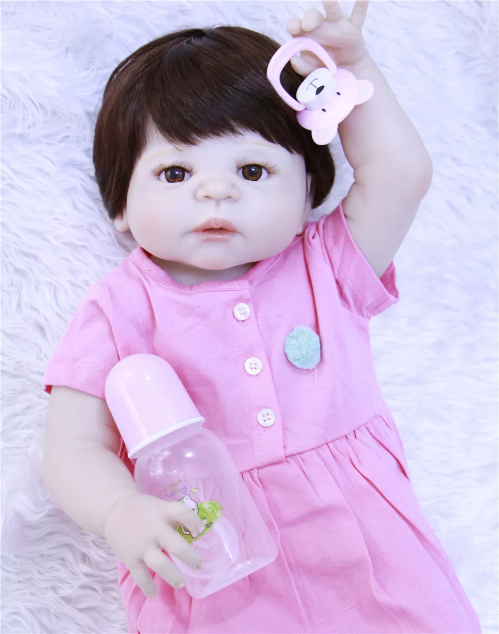 

sleeping reborn baby toy dolls 55cm full silicone vinyl reborn baby girl dolls bebe reborn bonecas with magnetic pacifier play