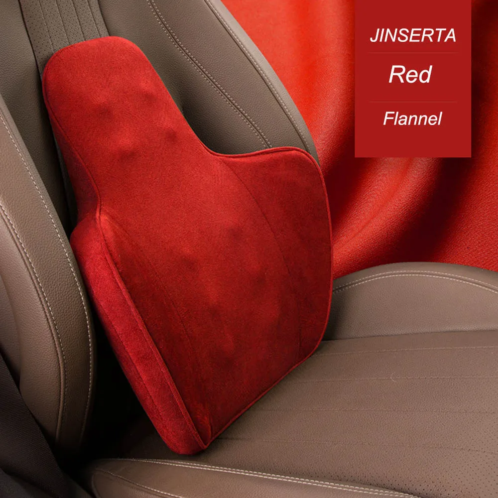Red-Waist1 JINSERTA из искусственной кожи подголовник автомобиля подушка для шеи авто подушки сиденья Поддержка спины поясничная Подушка с эффектом памяти чехол для сиденья дорожная подушка - Цвет: Red-Waist1